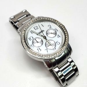 Fossil Watch ES2967 Silver Steel  Wristband Crystal Bezel Multifunction Watch